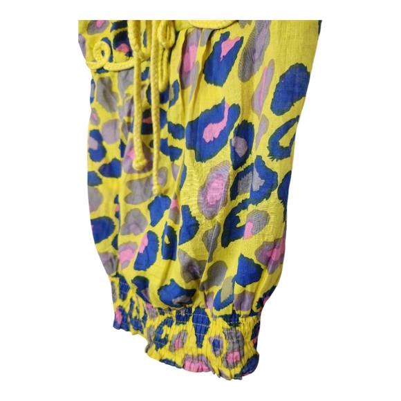 Y2K Vintage Calla Gyaru Top Bright Yellow Animal Print Beaded Size Medium - Picture 4 of 6